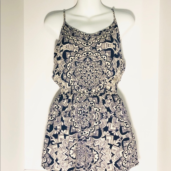 Angie Other - Angie Medium Navy/White Boho Mandala Cozy Romper